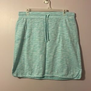 T by Talbots Heathered Aqua Athletic Drawstring Elastic Pull On Style Skirt XL